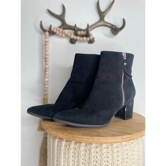 Michael Kors Dawson Black Suede Ankle Boots Size 11 Minimalist Glam - Picture 6 of 15